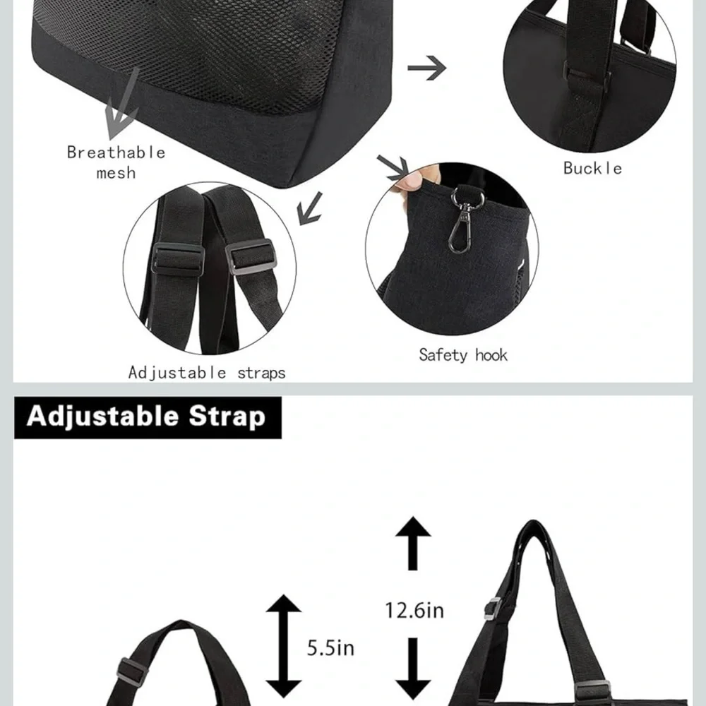 Black Pet Carrier Tote Bag